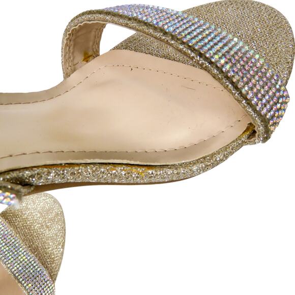 Top Moda Rosa-66 Gold Rhinestone Sparkle Ankle Strap Heels Size 8 - Picture 9 of 13